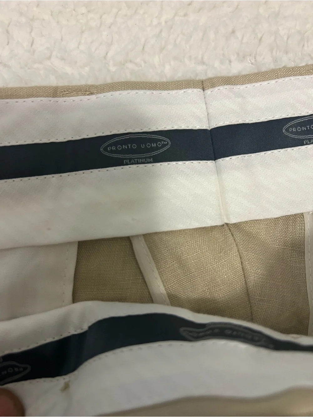 Pronto Uomo Beige Linen Dress Chinos - Straight Leg